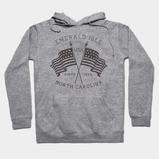 Emerald Isle, NC Summertime Vacationing Patriotic Flags Hoodie